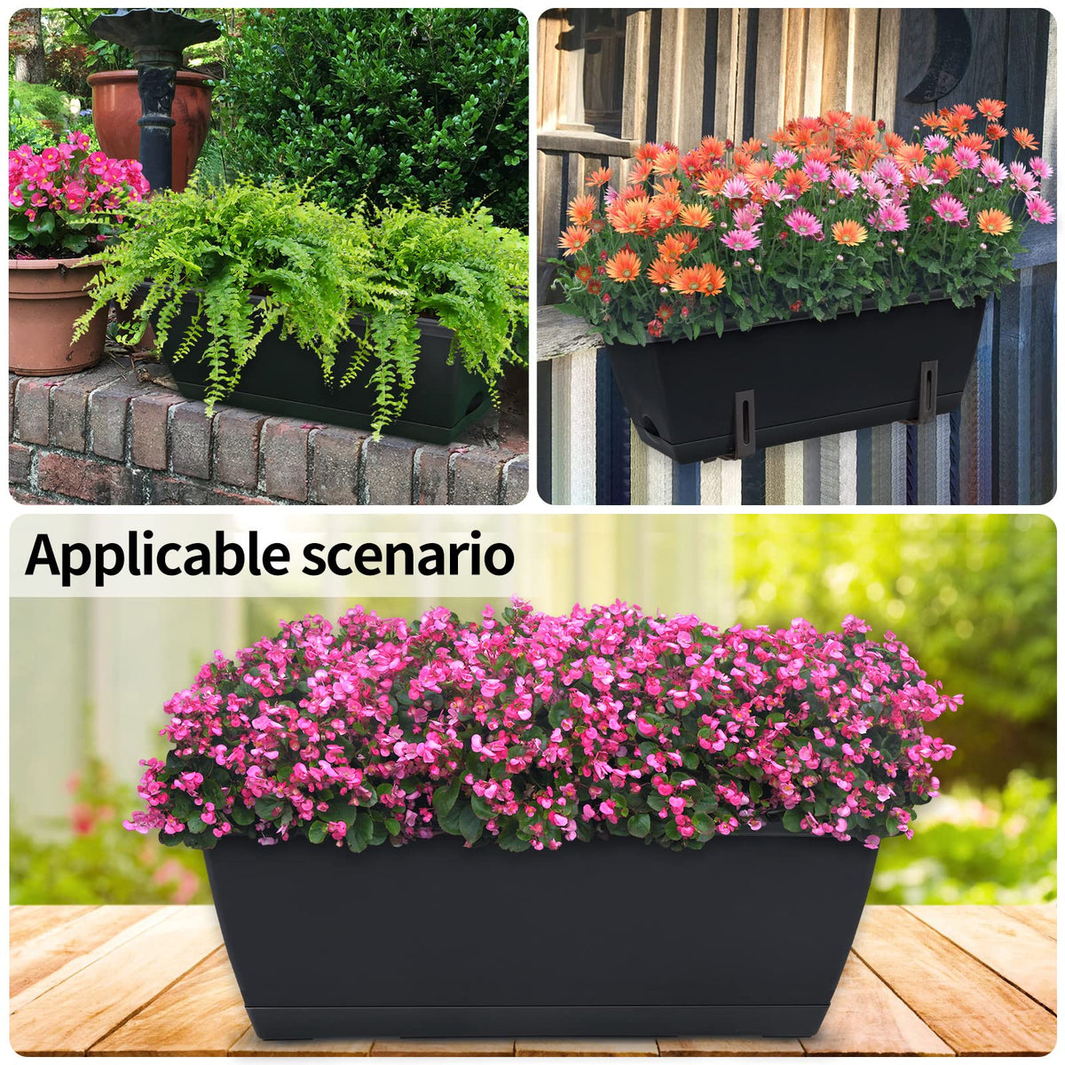 CHUKEMAOYI Window Box Planter, 10 Pack Plastic Vegetable Flower Planters Boxes 17 Inches