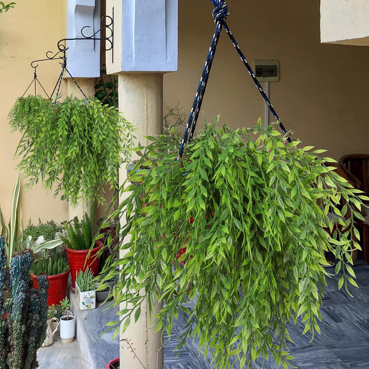 RECUTMS Artificial Weeping Willow 6Pcs,Plastic Leaves Twig Plants Greenery Fake Hanging Ivy Garland