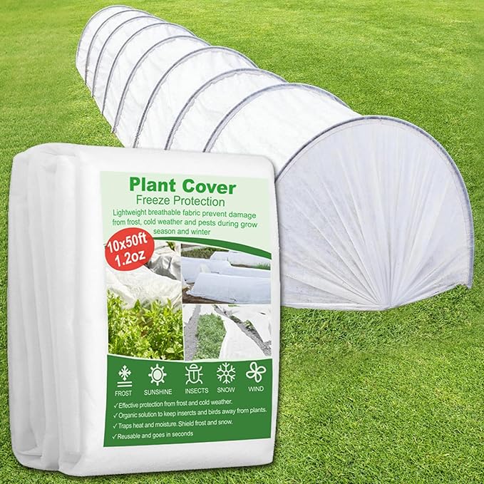 SPORTYOUTH Plant Covers Freeze Protection 10 x 50 FT 1.2 oz/yd² Frost Cloth Blankets Large Thicker