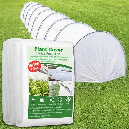 SPORTYOUTH Plant Covers Freeze Protection 10 x 50 FT 1.2 oz/yd² Frost Cloth Blankets Large Thicker