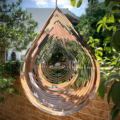 Wind Spinner 3D Water Droplets Shape Highly Reflective Stainless Steel Metal Outdoor Garden