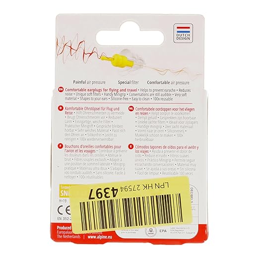 Alpine FlyFit - Earplugs for Pressure Relief & Preventing Ear Pain While Flying - Airplane Travel