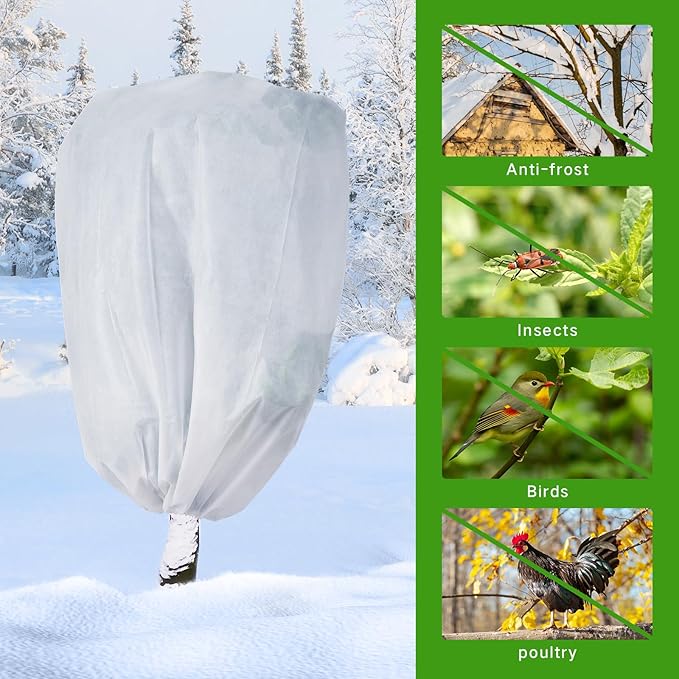 Plant Covers Freeze Protection 78" x 89" 2.2 oz, Large Size Bag Frost Cloth Plants Jacket
