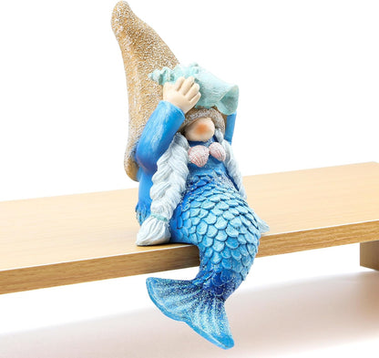 Leekung Mermaid gnome Statue Garden Decor,Beach Gnomes Figurine for Outdoor Indoor Patio Lawn Yard
