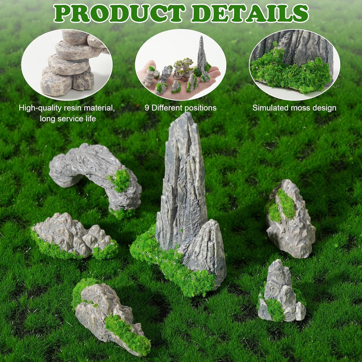 27 Pcs 9 Styles Zen Garden Accessories, Miniature Rockery Decoration Mini Garden Accessories for