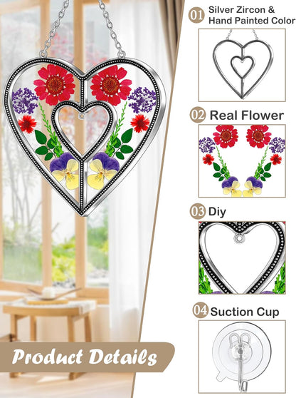 KY&BOSAM Heart Suncatchers DIY Stained Glass Hangings for Windows Wind Chimes Home Gardner Decor