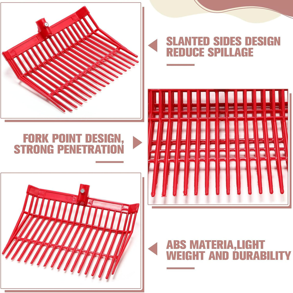 Lasnten 6 Pcs Manure Fork Replacement Head, 18 Tines Pitchfork Head with Screws and Nuts, Horse