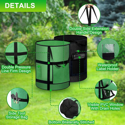 10 Gallon Potato Grow Bags with Viewing Window, 300G Nonwoven Garden Planting Pots, Heavy-Duty