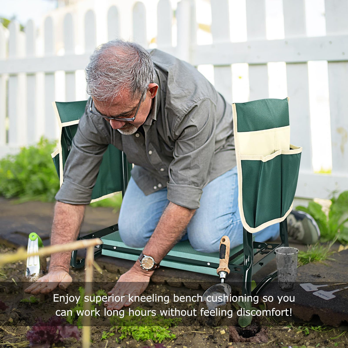 KVR Upgraded Garden Kneeler and Seat with Thicken & Widen Soft Kneeling Pad,Heavy Duty Foldable