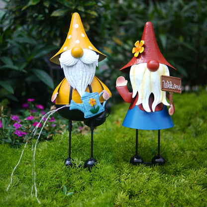 HONGLAND Solar Garden Gnomes Outdoor Statue -18 Inch Gnomes Decorations for Yard with Firework