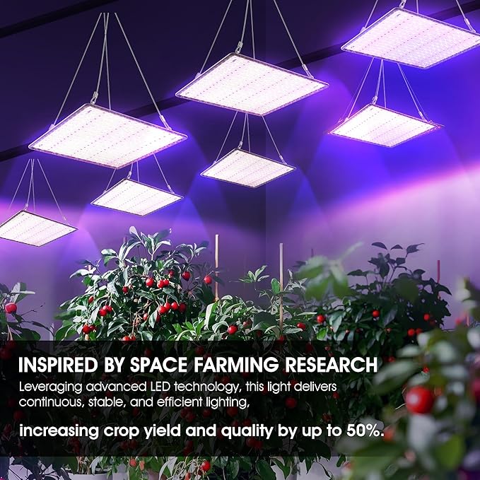 2 Pack LED Grow Light Panel 200W Lamp for Indoor Plants, Sun Like with White Blue Red UV IR LEDs