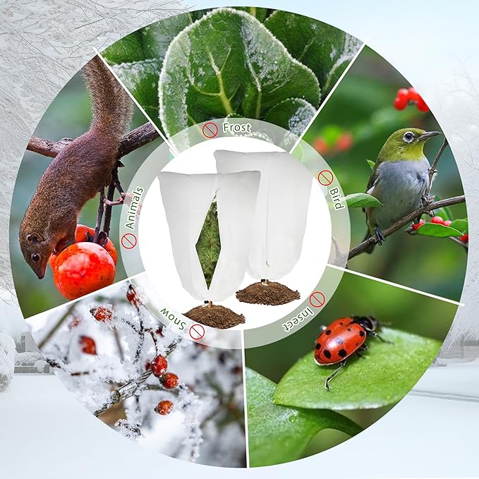 2 Pack Plant Covers Freeze Protection for Winter, 70.9''×47.2'' Frost Cloths for Outdoor Plants