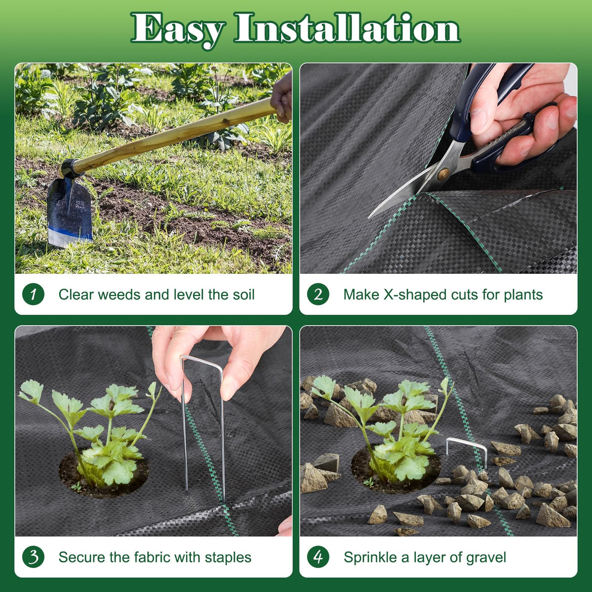 FEED GARDEN 4FT x 100FT Landscape Fabric Weed Barrier Fabric, Heavy Duty 3.2oz Ground Cover