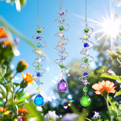 H&D HYALINE & DORA 5 Pack Sun Catchers Crystal Suncatchers for Windows Hanging Gazing Ball Spiral