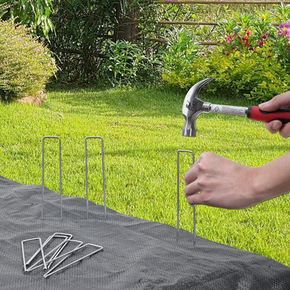 HongWay 300 Pack Landscape Staples 6 Inch, Galvanized Garden Staples Pins Ground Stakes Fence Tent