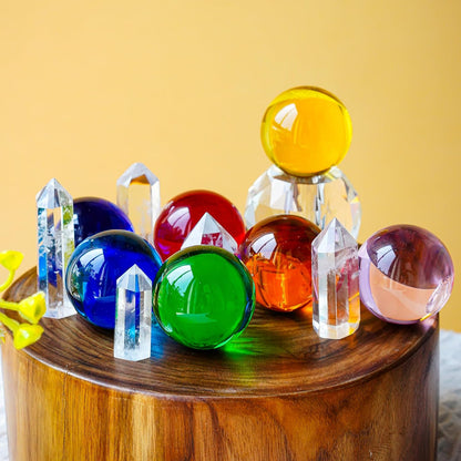 8pcs Colorful Crystal Balls Decoration for Home 40mm Rainbow Color Glass Balls Healing Spheres