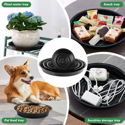 20 Pack 6 Inch Plant Saucer, Black Plant Saucers for Indoors No Holes, Plastic Plant Saucer for