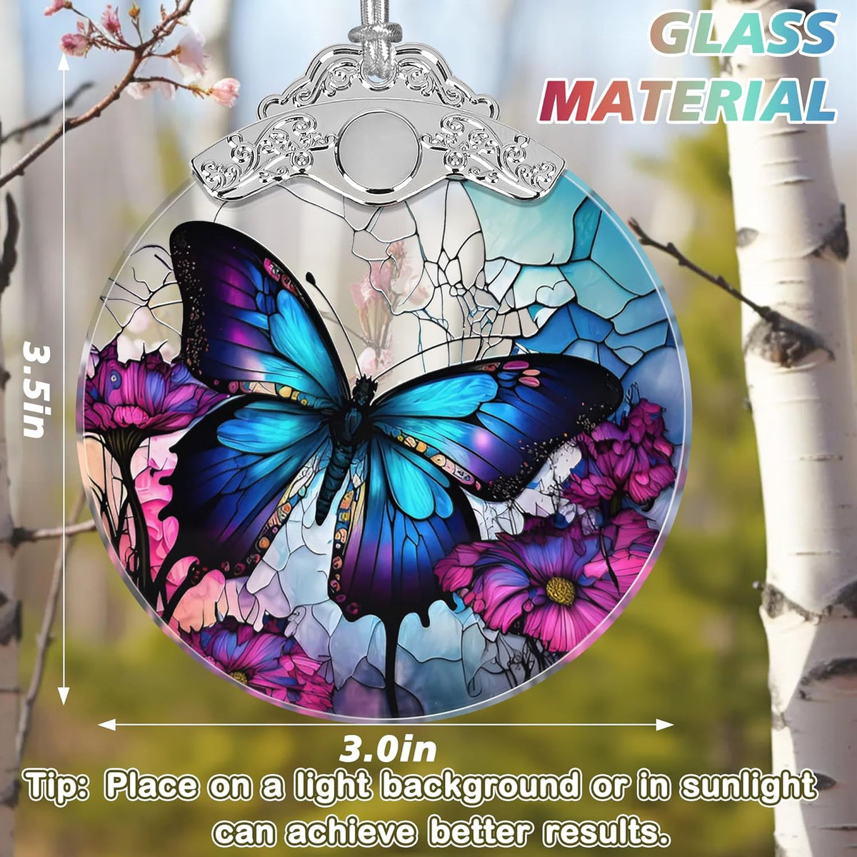 Stained Glass Suncatcher Ornament - Butterfly Christmas Decorations - Christmas Ornaments for Tree