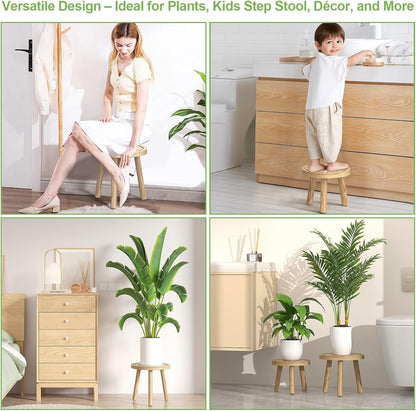 3-Pack Wood Plant Stands Indoor, Single Plant Stand for 6-12 Inch Pots, Mid-Century Modern Plant