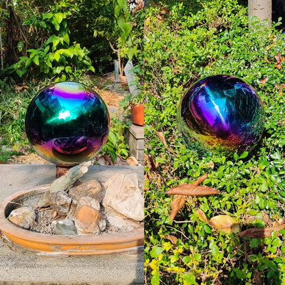 20cm/8 inch Garden Sphere Mirror Gazing Ball,Rainbow Stainless Steel Polished Reflective Smooth