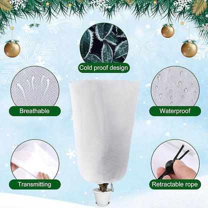 Alpurple 3 Packs Winter Drawstring Plant Covers - 47" X 31.5" Warm Plant Protection Cover Bags