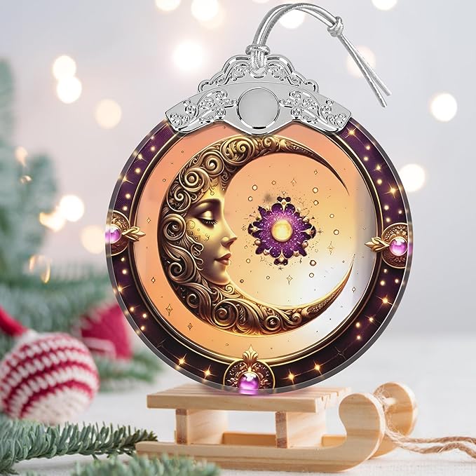 Sun and Moon Stained Glass Orament - Christmas Ornament - Christmas Decorations for Tree - Holiday