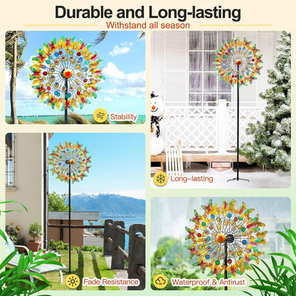 Lairander Butterfly Outdoor Wind Spinners, 84'' Large Garden Wind Spinner, Metal Yard Art Wind