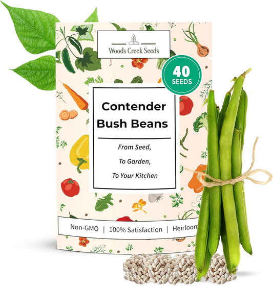 Woods Creek Seeds: Contender Bush Bean Seeds for Planting - Non-GMO Green Bean Seeds for Planting