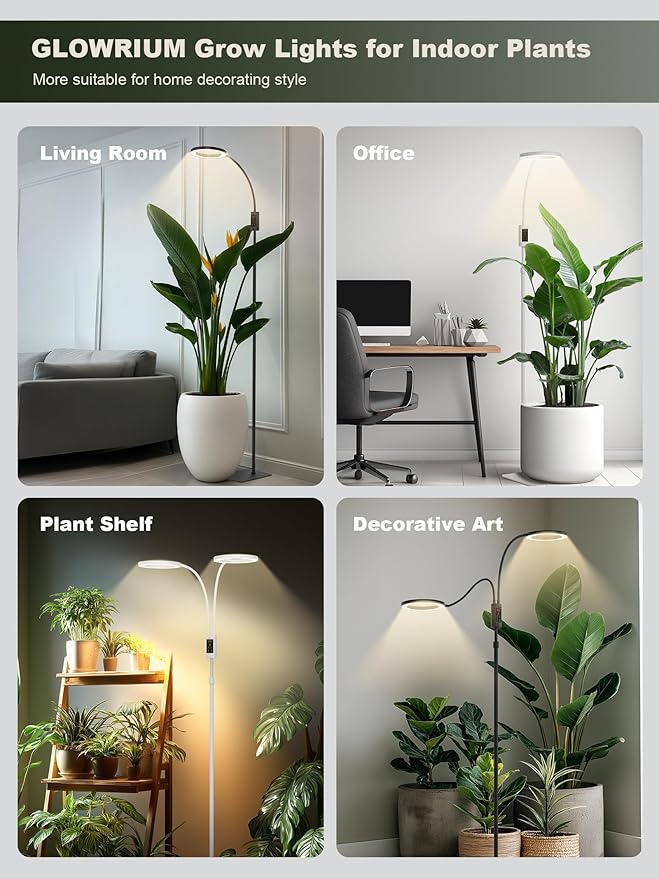 GLOWRIUM Smart Grow Lights for Indoor Plants, 24W Full Spectrum Plant Lights, Bluetooth App &