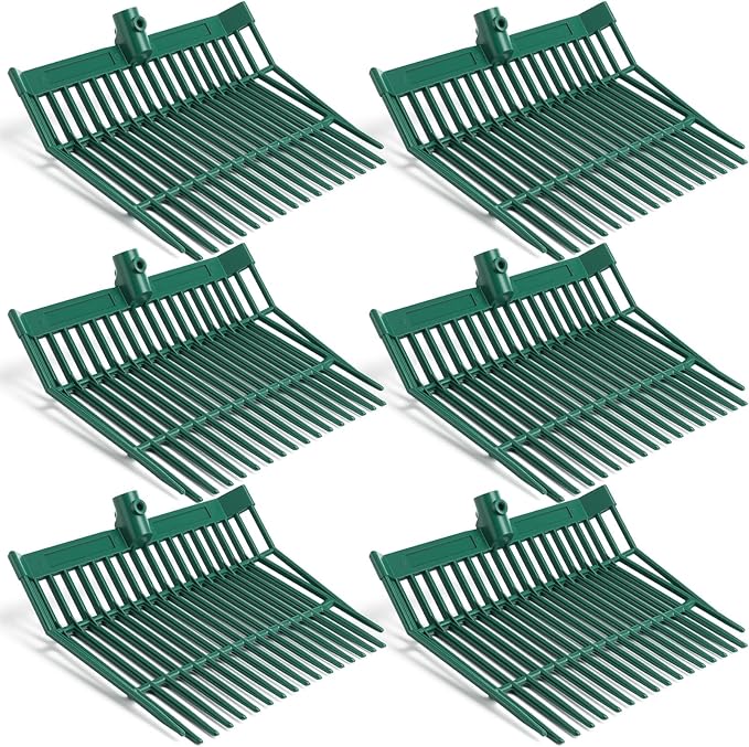 Lasnten 6 Pcs Manure Fork Replacement Head, 18 Tines Pitchfork Head with Screws and Nuts, Horse