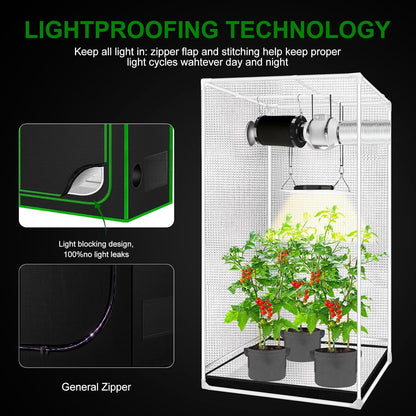 MELONFARM 2x2 Grow Tent, 24"x24"x48'' High Reflective 600D Diamond Mylar Canvas with Observation