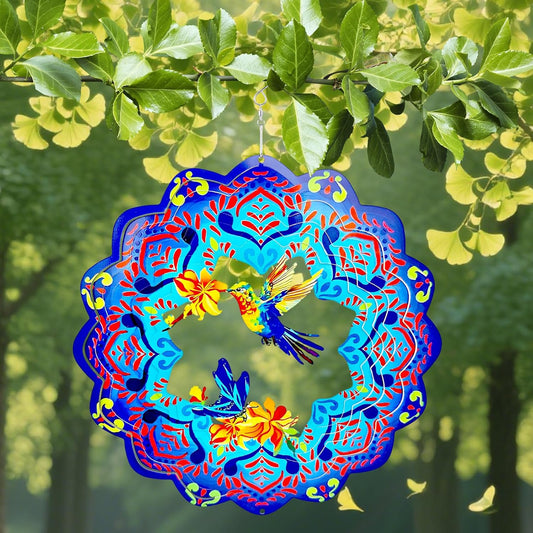 Wind Spinners 12 inch 3D Stainless Steel Laser Cut Metal Art Geometric Pattern Wind Sculpture
