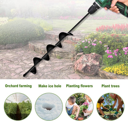 LONGRUN Auger Drill Bit for Planting, Garden Spiral Hole Drill for 3/8” Hex Drive Augers, Solid