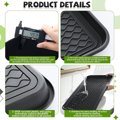 Vesici 1 Set/2 Pcs Large Self-Watering Plant Trays (30"x15") and 3mm Capillary Mat-Automatic