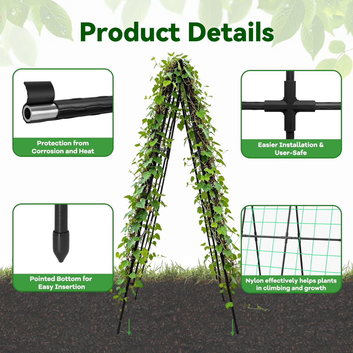 Trellume Cucumber Trellis - 49.4"*49.4" Metal Garden Trellis for Climbing Plants, Garden Trellis