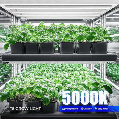 Barrina T5 Grow Lights for Indoor Plants, 3FT 128W (8 X 16W) Full Spectrum Grow Light with Separate