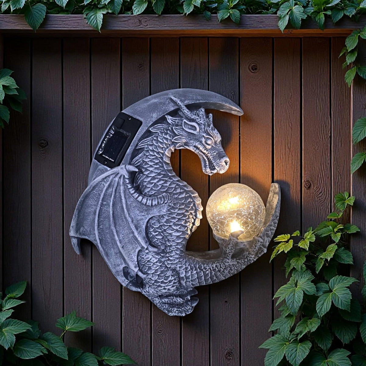 Dragon Tree Hugger Solar Magic Orb Garden Statue Dragon Solar LED Lights Decor Sun Moom for Your
