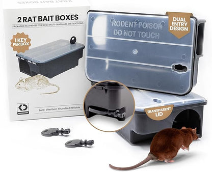 Köder-Discount Mouse & Rat Bait Station (Bait Not Included) – 2 Lockable Rat Bait Stations with
