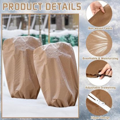 6 Pcs Plant Covers Freeze Protection Reusable Plant Protector with Zipper Frost Cloth Warm