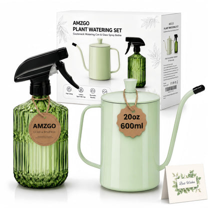 Amzgo 2 Pack Small Watering Can for Indoor Plants, 20 oz Metal Plant Watering Can with Long Spout