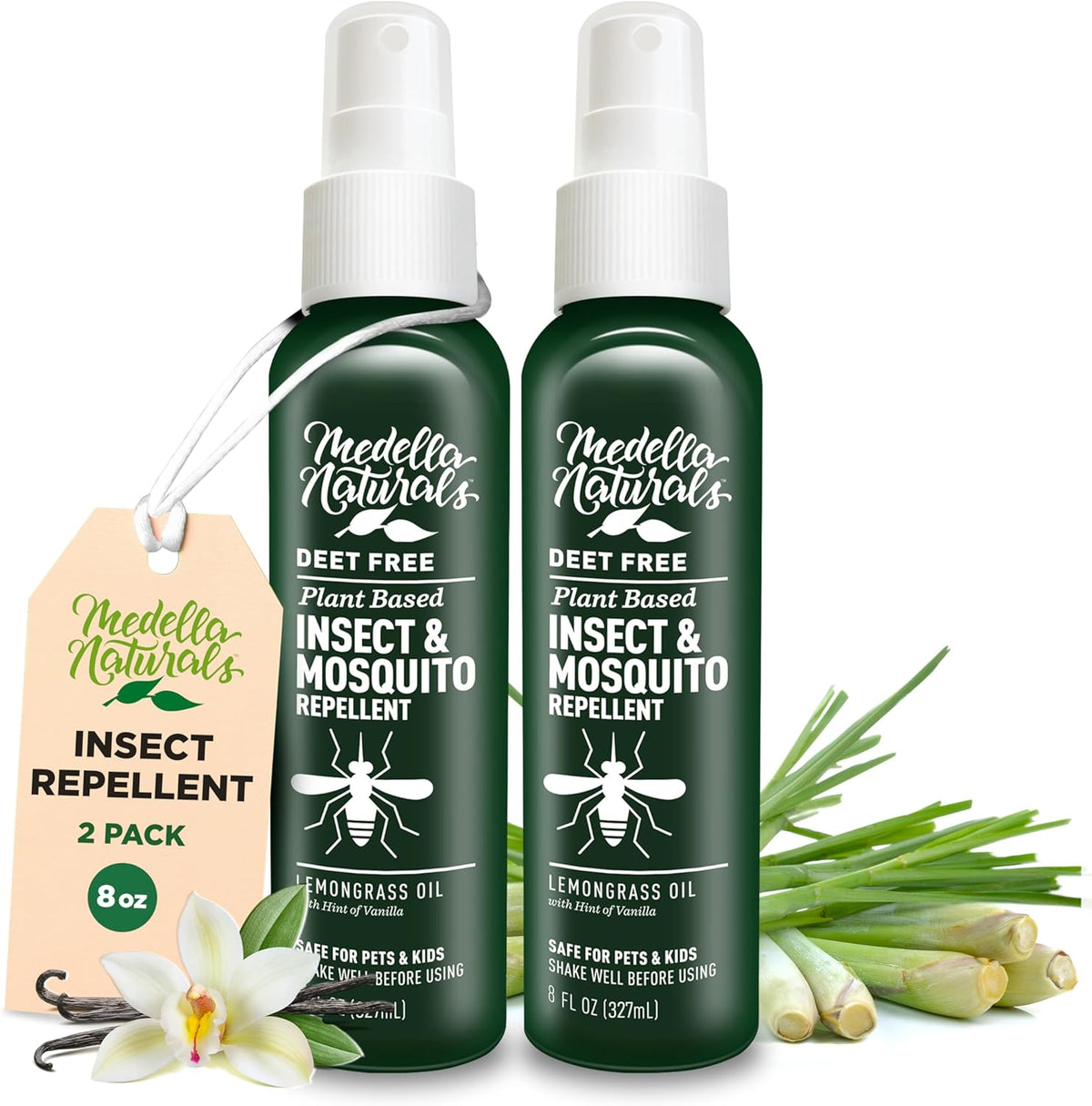 Deet-Free Insect & Mosquito Repellent Pack of 2 (8 oz) – Nice Smelling Insect Repellent with