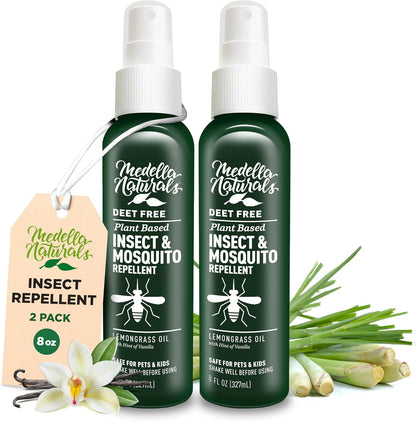 Deet-Free Insect & Mosquito Repellent Pack of 2 (8 oz) – Nice Smelling Insect Repellent with