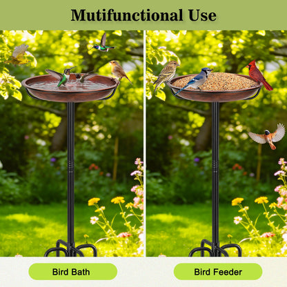 Gtongoko 10" Dia Bowl Small Metal Bird Bath for Outside Heavy Duty, 29" Height Bird Feeder