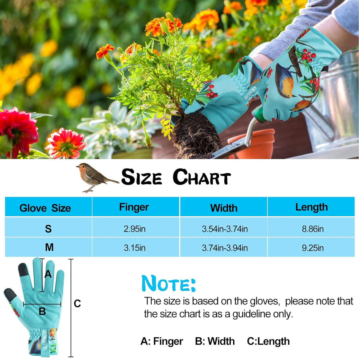 Leather-Gardening-Gloves for Women,Thorn-Proof Work-Gloves for Weeding,Digging,Planting,Pruning