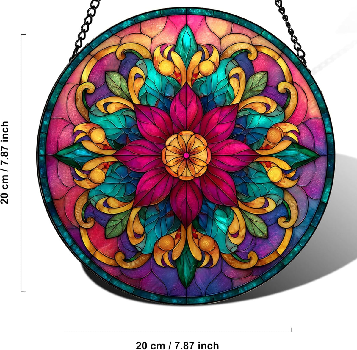 Bohemian Mandala Stained Glass Window Hanging Sun Catcher Indoor Outdoor Home Garden Panel Hangings