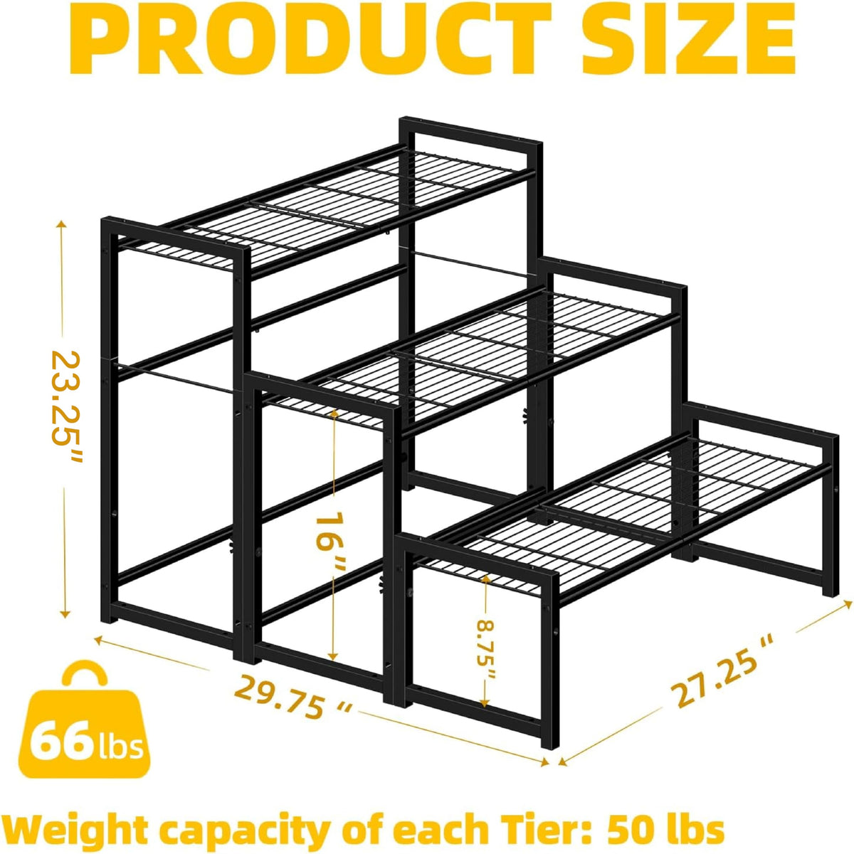 Simple Trending 3 Tier Metal Plant Stand Outdoor Indoor Waterproof, Stackable Heavy Duty Tall Plant