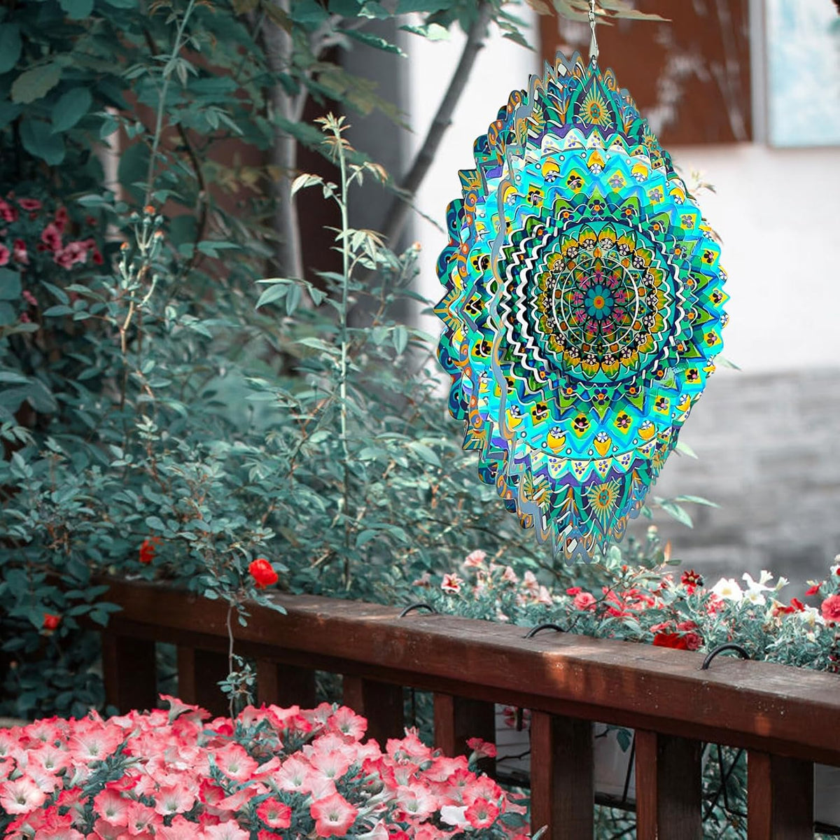 Wind Spinner Mandala Peacock Blue Ocean,Wind Spinner for Yard and Garden,Gifts for Women Mom