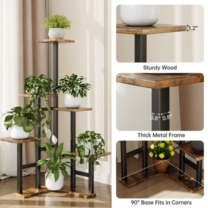 Yzosvki Corner Plant Stand Indoor, 6 Tiered Corner Plant Shelf Flower Stand for Multiple Plants