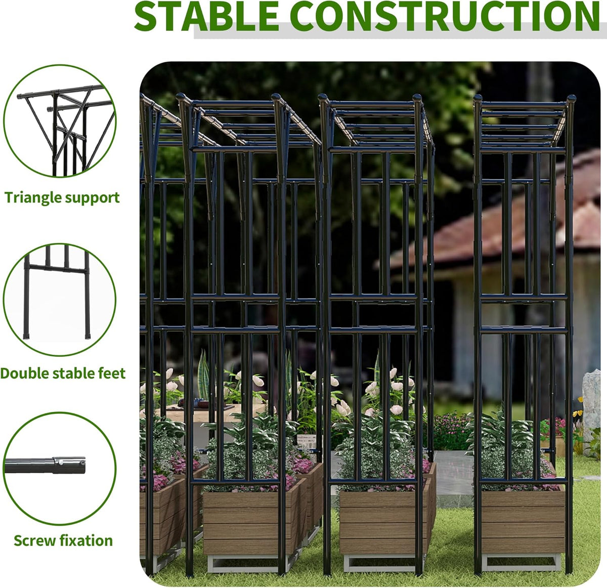 Flat Top Garden Arch Trellis 11FT x 9FT, Super Large Arbor Trellis for Climbing Plants Outdoor