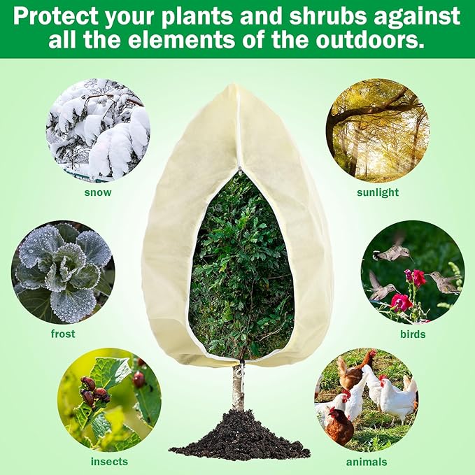 Plant Covers Freeze Protection 10 x 10 ft Extra Large Frost Cloth Plant Covers with Zipper